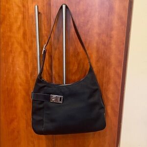 Salvatore Ferragamo Black Shoulder Bag with Silver Hardware